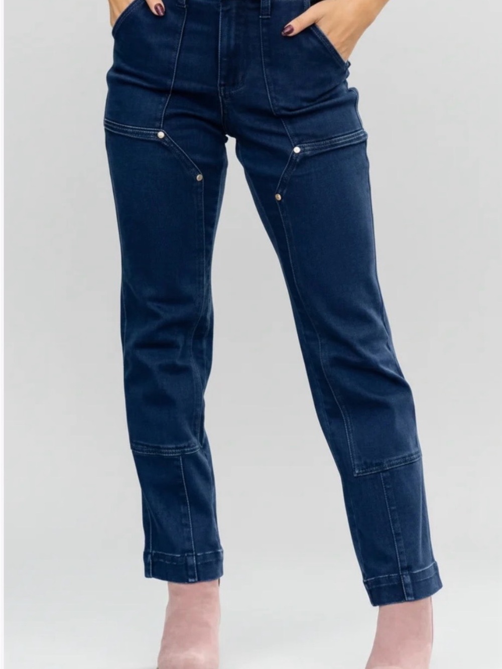 Judy Blue Dark Indigo Straight-Leg Utility Jeans